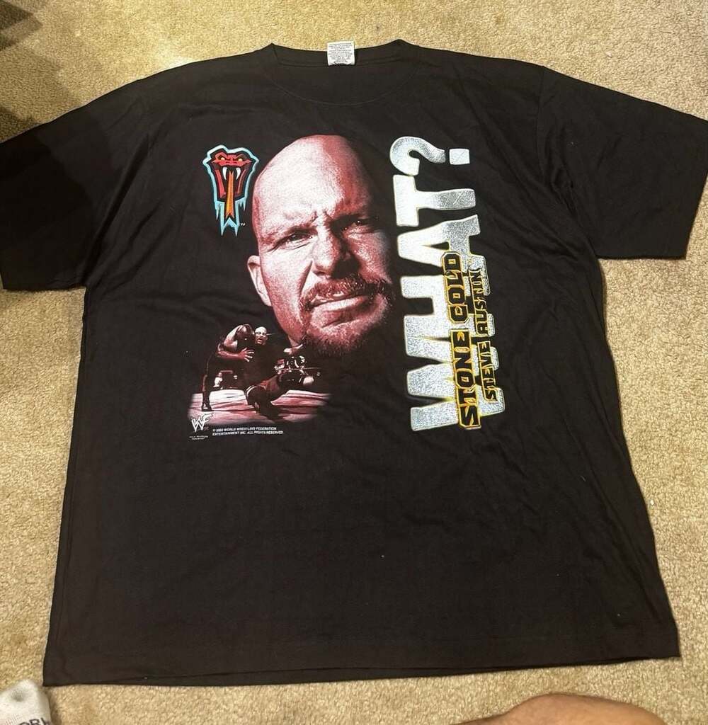 Vintage 2002 WWF Just Eez Stone Cold Steve Austin What T-Shirt Size XL NEW WITH